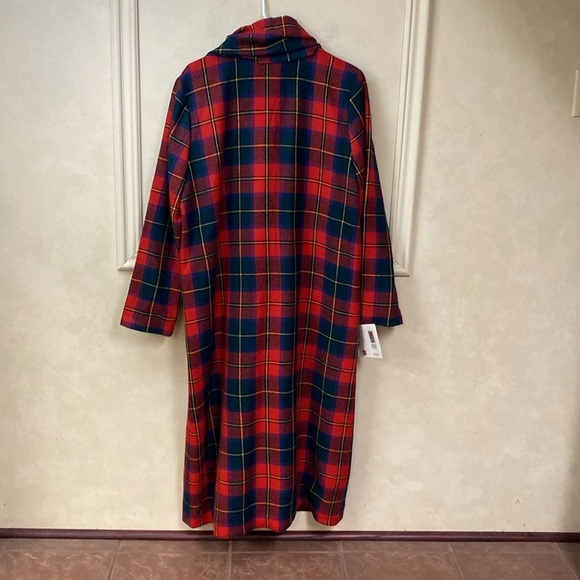 New! Branigan Weavers Pauline Red Plaid Wool Coat with Matching Scarf Medium - Picture 4 of 9